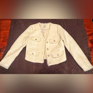 J. Crew Cream Tweed Cropped Jacket